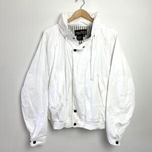 Vintage 90s Nautica Windbreaker Jacket XXL Preppy Coastal Old Money Hidden Hood